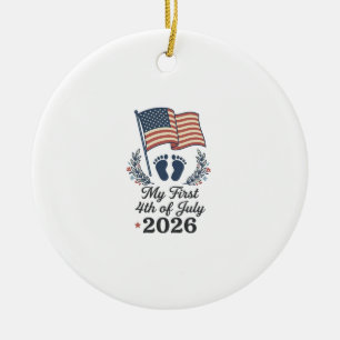 Adorno De Cerámica Mi Primer 4 de Julio 2026 Bebé Vintage Patriótico