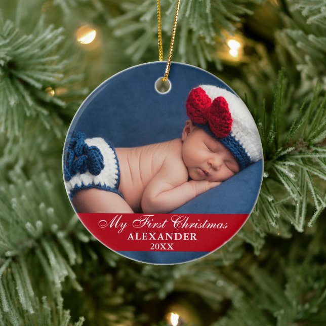 Adorno De Cerámica Mi primer bebé de Navidad rojo (Árbol)