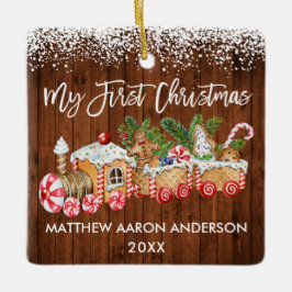 Adorno De Cerámica Mi primer bebé de nieve en el tren Gingbread de Na