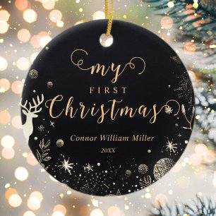 Adorno De Cerámica Mi primer bebé navideño elegante moderno