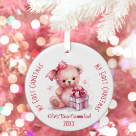 Adorno De Cerámica Mi primer Chica de Navidad Nombre personalizado Os