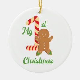 Adorno De Cerámica Mi primer hombre de pan de jengibre de Navidad