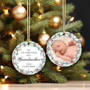 Adorno De Cerámica Mi Primer Navidad-Abuela, Recuerdo de Foto