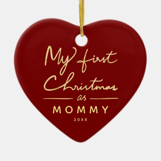 Adorno De Cerámica Mi primer navidad como foto del bebé de la mamá (Frente)