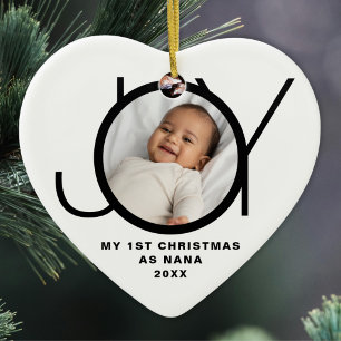 Adorno De Cerámica Mi Primer Navidad Como Nana Foto Negro Blanco