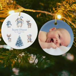 Adorno De Cerámica Mi primer Navidad personalizado Bosque Azul