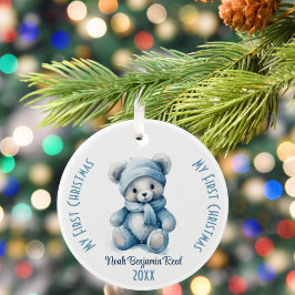 Adorno De Cerámica Mi primer niño navideño nombre personalizado oso a