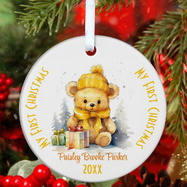 Adorno De Cerámica Mi primer nombre personalizado de Navidad oso amar