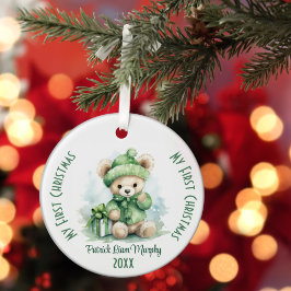 Adorno De Cerámica Mi primer nombre personalizado de Navidad: oso ver