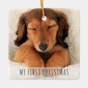 Adorno De Cerámica Mi primer perro cachorro de Navidad con la foto de