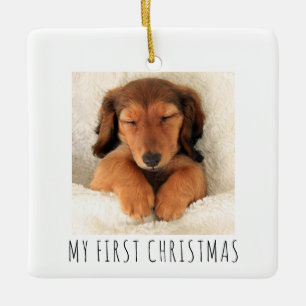 Adorno De Cerámica Mi Primer Perro de Navidad Foto Cuadrada