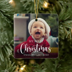 Adorno De Cerámica Mi primer Recién nacido de fotos de Navidad