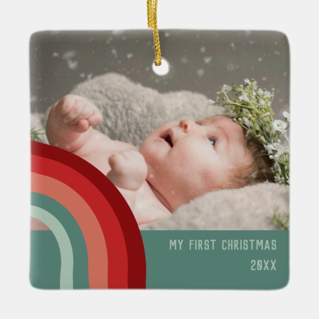 Adorno De Cerámica Mi primer retro navideño (Anverso)