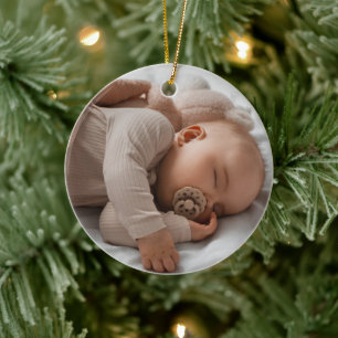 Adorno De Cerámica Mi primera foto de bebé en Navidad Elegante Script