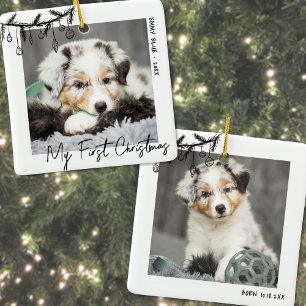 Adorno De Cerámica Mi primera foto de mascota en Navidad