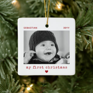Adorno De Cerámica Mi primera foto de Navidad del bebé Recuerdo