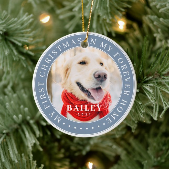 Adorno De Cerámica Mi primera Mascota navideña para siempre - moderna (Árbol)