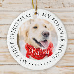 Adorno De Cerámica Mi primera Mascota navideña para siempre - moderna<br><div class="desc">Este diseño simple y clásico está compuesto por tipografía de la síspera y agrega una foto personalizado. "Mi primera Navidad en mi casa para siempre" rodea la foto del personalizado.</div>