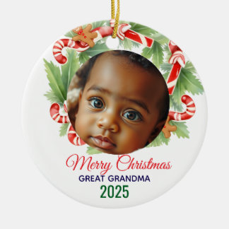 Adorno De Cerámica Mi primera Navidad 2025: Foto personalizada