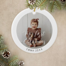 Mi Primera Navidad Bebé Foto Personalizada Moderna