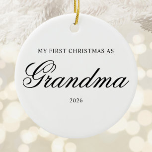 Adorno De Cerámica Mi primera Navidad como abuela Caligrafía clásica