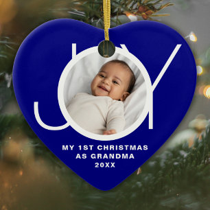 Adorno De Cerámica Mi primera Navidad como abuela Foto Azul