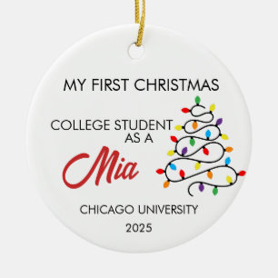 Adorno De Cerámica Mi primera Navidad como estudiante, nombre y unive