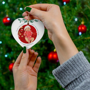 Adorno De Cerámica Mi primera Navidad como foto de bebé de la abuela