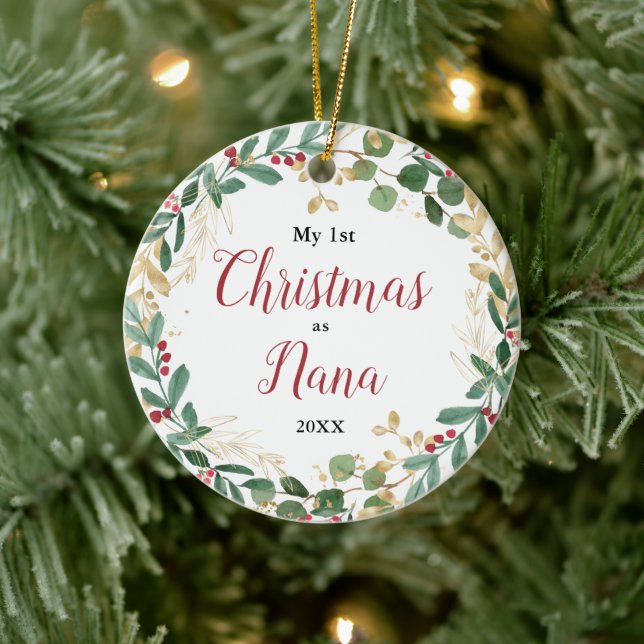 Adorno De Cerámica Mi primera Navidad como foto elegante de Nana Gran (Árbol)