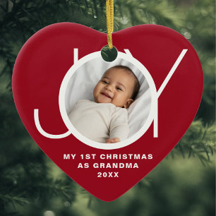 Adorno De Cerámica Mi primera Navidad como foto roja de la abuela
