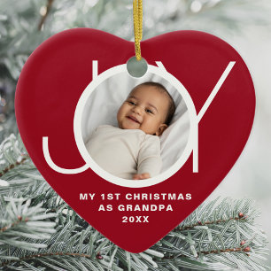 Adorno De Cerámica Mi primera Navidad como foto roja del abuelo
