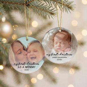 Adorno De Cerámica Mi primera Navidad COMO MAMÁ dos fotos