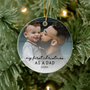 Adorno De Cerámica Mi primera Navidad como PAPÁ dos fotos