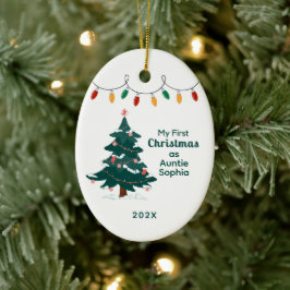 Adorno De Cerámica Mi primera Navidad como tía personalizada
