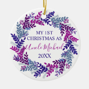 Adorno De Cerámica Mi primera Navidad como tío Morple Wreath