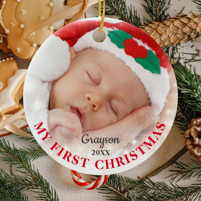 Adorno De Cerámica Mi primera Navidad | Foto de Navidad Personalizado (Subido por el creador)