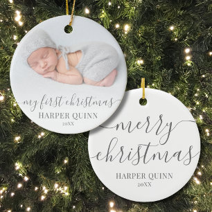 Adorno De Cerámica Mi Primera Navidad Foto Personalizada de Bebé