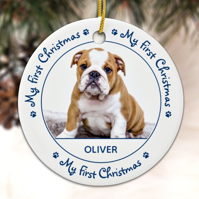 Adorno De Cerámica Mi primera Navidad - Mascota de cachorros azules d (Subido por el creador)