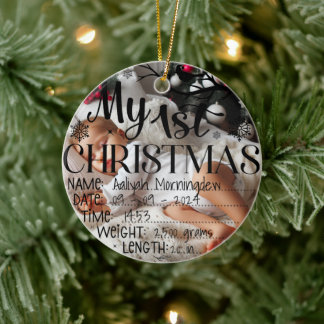 Adorno De Cerámica Mi Primera Navidad Nombre Personalizado Fecha Hora