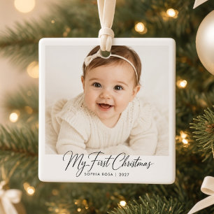 Adorno De Cerámica Mi Primera Navidad Personalizada Foto Nombre del B
