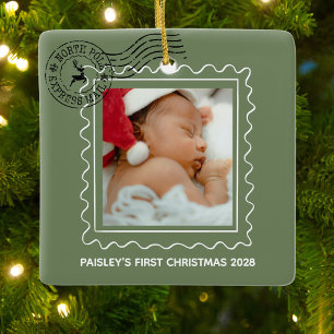 Adorno De Cerámica Mi Primera Navidad Postal Stamp Foto