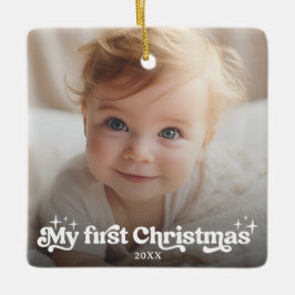 Adorno De Cerámica Mi primera tipografía retro navideña foto completa