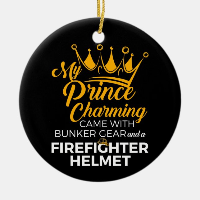 Adorno De Cerámica Mi príncipe encantadora esposa bombera (Frente)