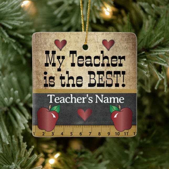 Adorno De Cerámica Mi profesor es el mejor | Vintage (Árbol)