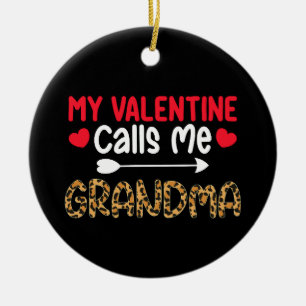 Adorno De Cerámica Mi San Valentín me llama abuela leopardo búfalo