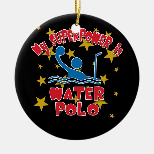 Adorno De Cerámica Mi superpotencia es water polo (Frente)