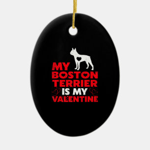 Adorno De Cerámica Mi Terrier De Boston Es Mi Terrible De San Valentí