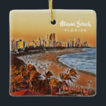 Adorno De Cerámica Miami Beach Florida Vintage Watercolor Art<br><div class="desc">Miami Beach Florida Vintage Watercolor Art</div>