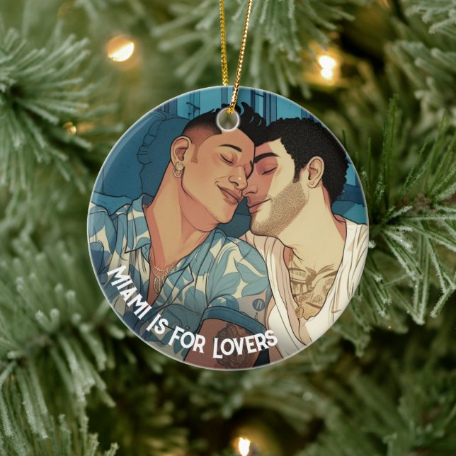 Adorno De Cerámica Miami Centro Hombres Gays Ahogándose Ilustracion (Árbol)
