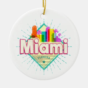 Adorno De Cerámica Miami Florida Estados Unidos Silueta Retro Vintage